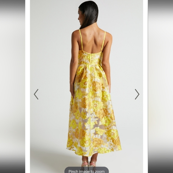 Showpo Brailey Midi Dress - Aline Corset Detail Dress in Yellow - Picture 4 of 6